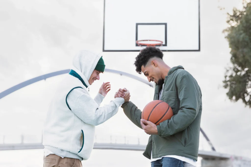 Young Athletes Playing Basketball and Building Teamwork Skills